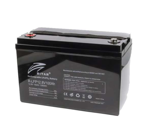 Літій-залізо-фосфатний акумулятор Ritar LiFePO4 12.8V 100Ah (bluetooth)