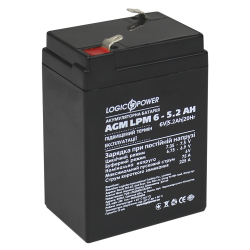 Акумулятор AGM LogicPower LPM 6V-5.2 Ah