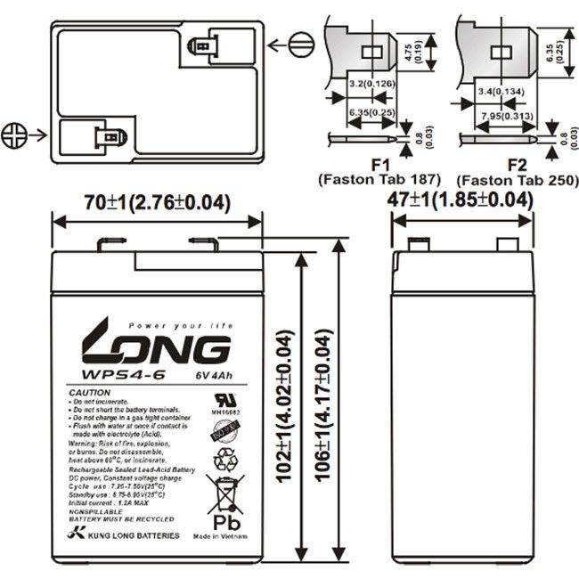Акумуляторна батарея Kung Long WPS 4-6