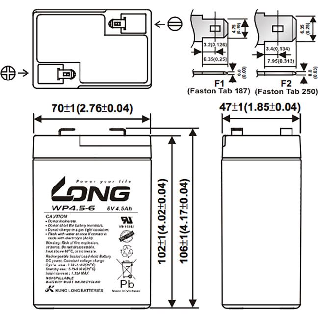 Акумуляторна батарея Kung Long WP 4.5-6
