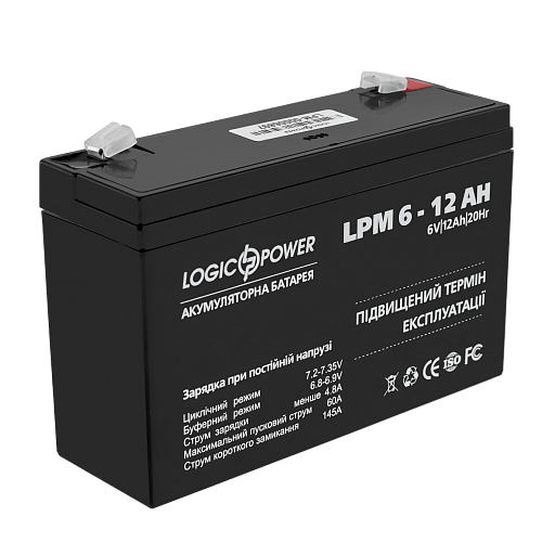 Акумулятор AGM LogicPower LPM 6V-12 Ah