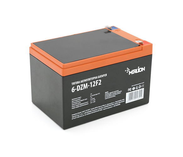 Тяговый аккумулятор Merlion 6-DZM-12 12V 12Ah F2 (AGM)
