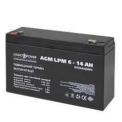 Акумулятор AGM LogicPower LPM 6V-14 Ah