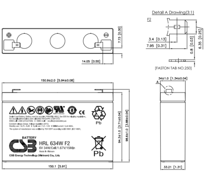 Акумуляторна батарея CSB HRL634W