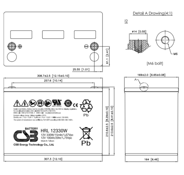 Акумуляторна батарея CSB HRL12330W