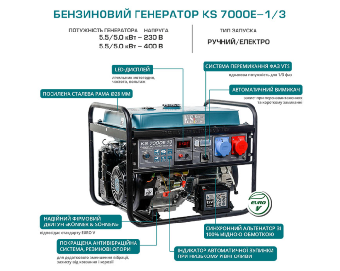 Генератор бензиновий Konner&Sohnen KS 7000Е 1/3