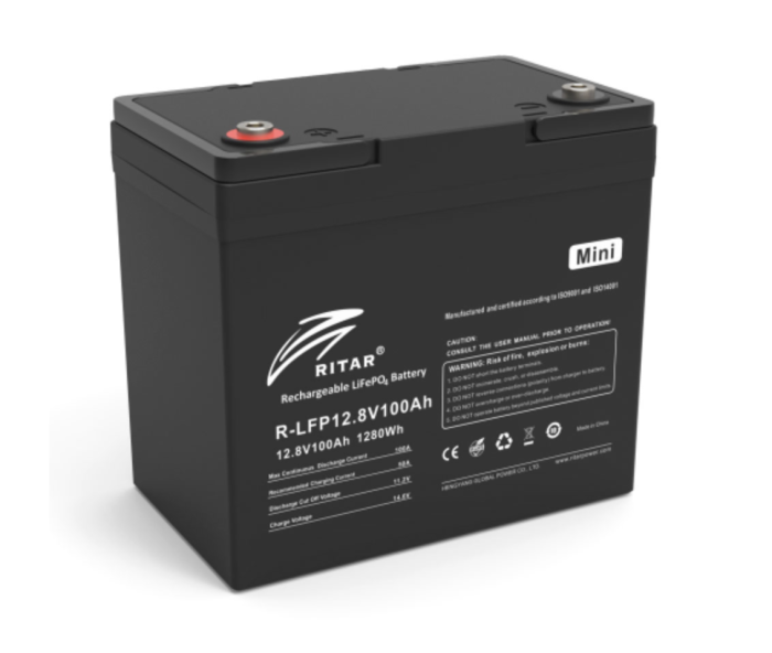 Літій-залізо-фосфатний акумулятор Ritar LiFePO4 12.8V 100Ah (mini)