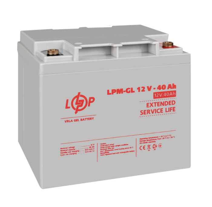 Акумулятор гелевий LogicPower LPM-GL 12V-40Ah