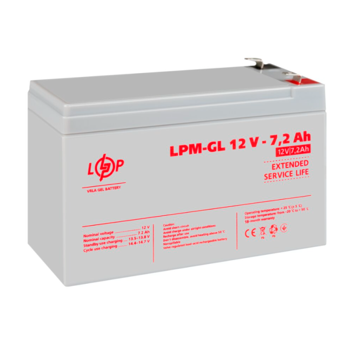 Акумулятор гелевий LogicPower LPM-GL 12V-7.2 Ah