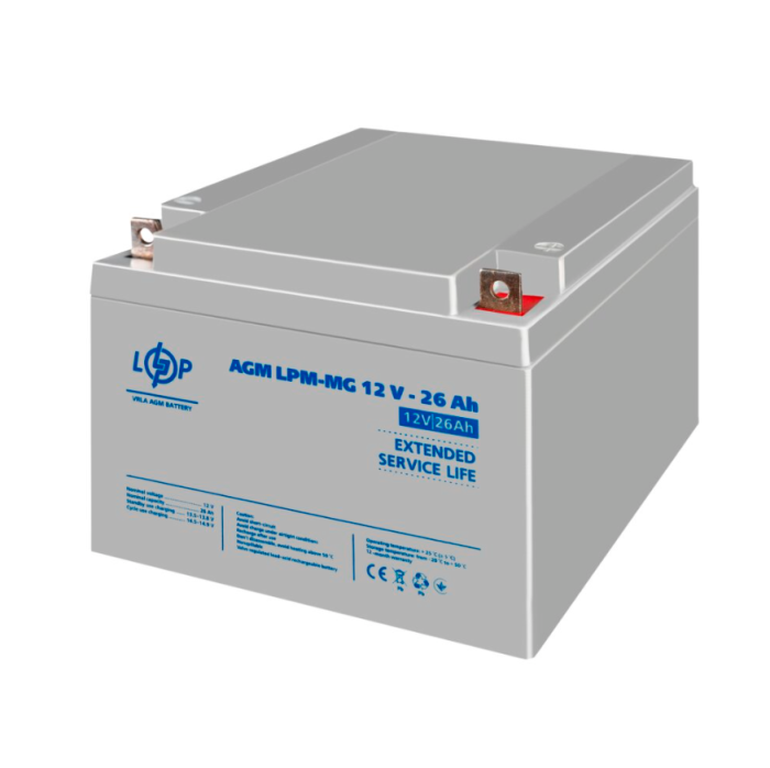 Акумулятор мультигелевий LogicPower LPM-MG 12V-26 Ah