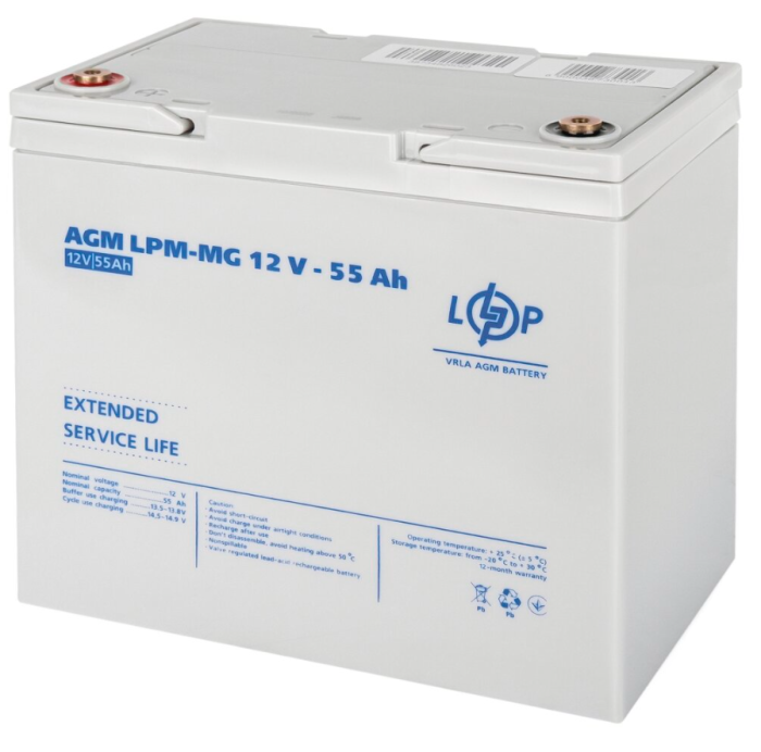 Акумулятор мультигелевий LogicPower LPM-MG 12V-55 Ah