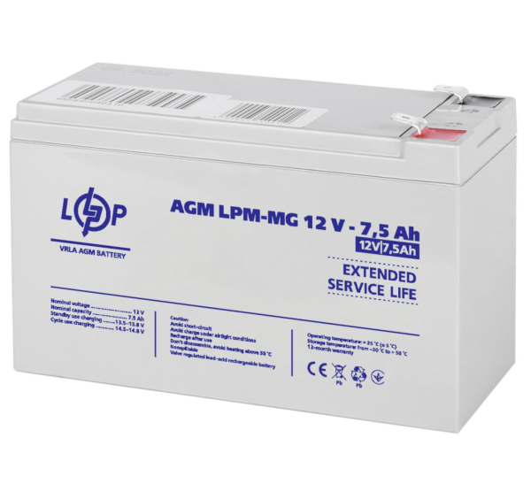 Акумулятор мультигелевий LogicPower LPM-MG 12V-7.5 Ah