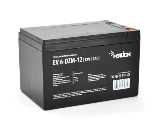 Тяговый аккумулятор Merlion EV 6-DZM-12 12V 12Ah (AGM)